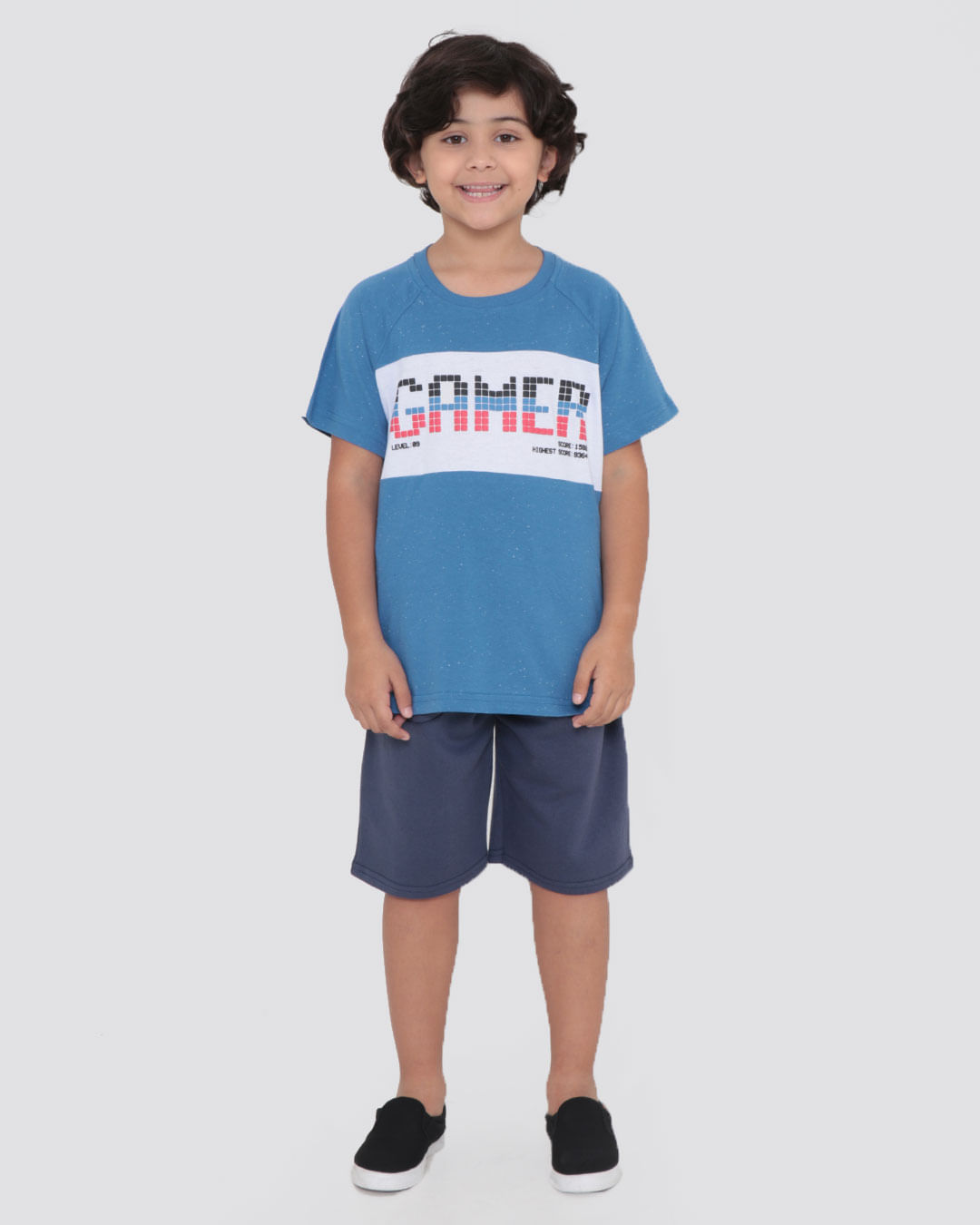 Camiseta Infantil Estampa Game Botonê Azul