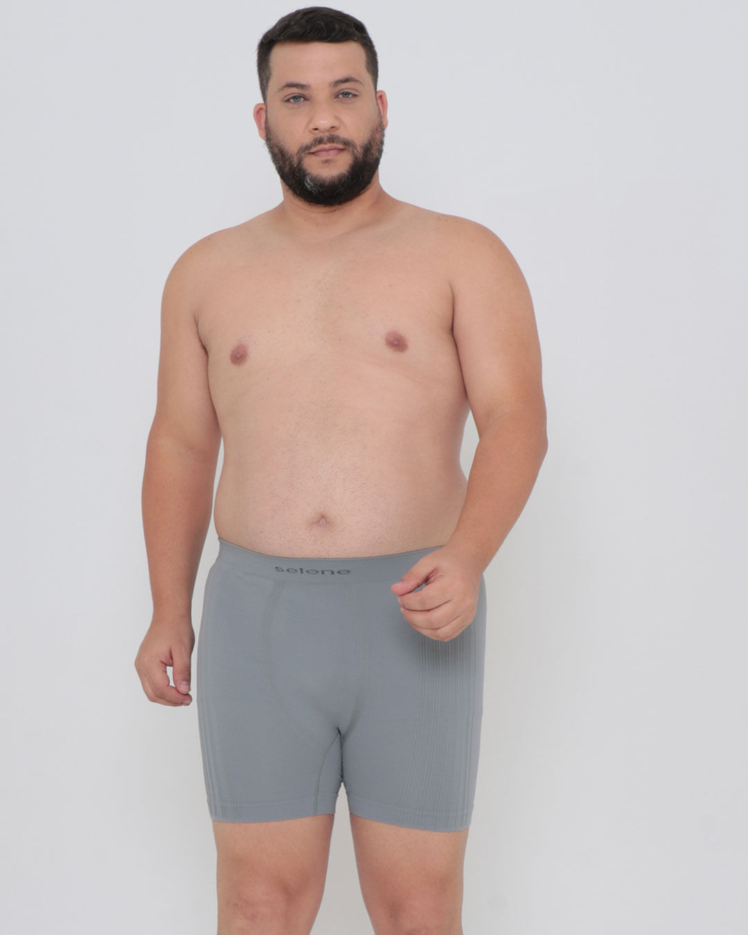 Cueca Boxer Plus Size Sem Costura Cinza