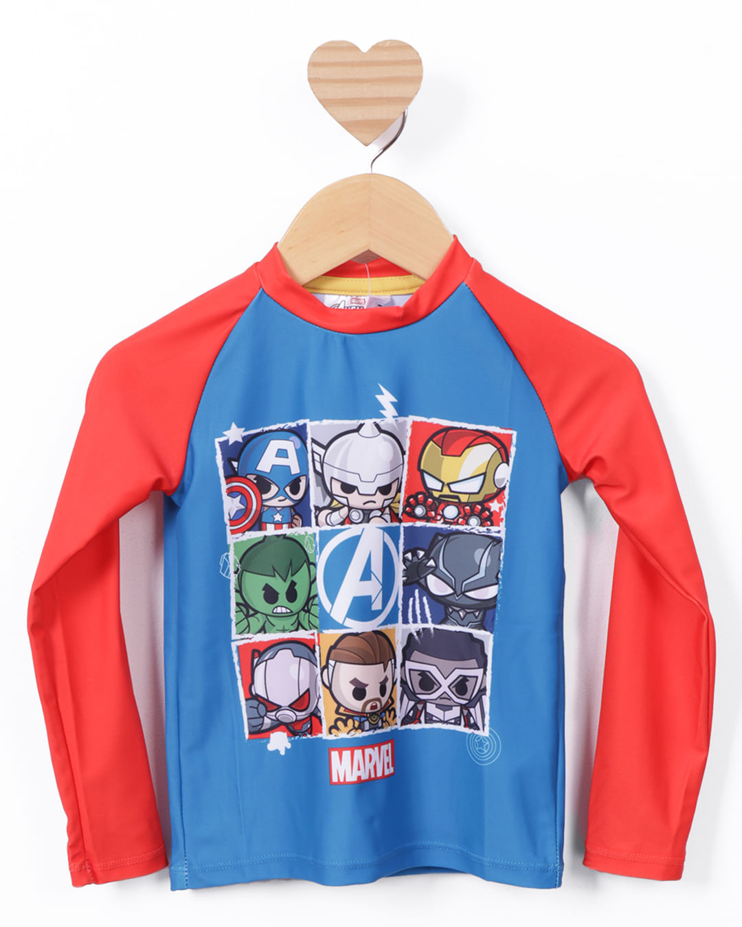 Camiseta Bebê Praia Proteção UV50+ Marvel Vingadores Azul