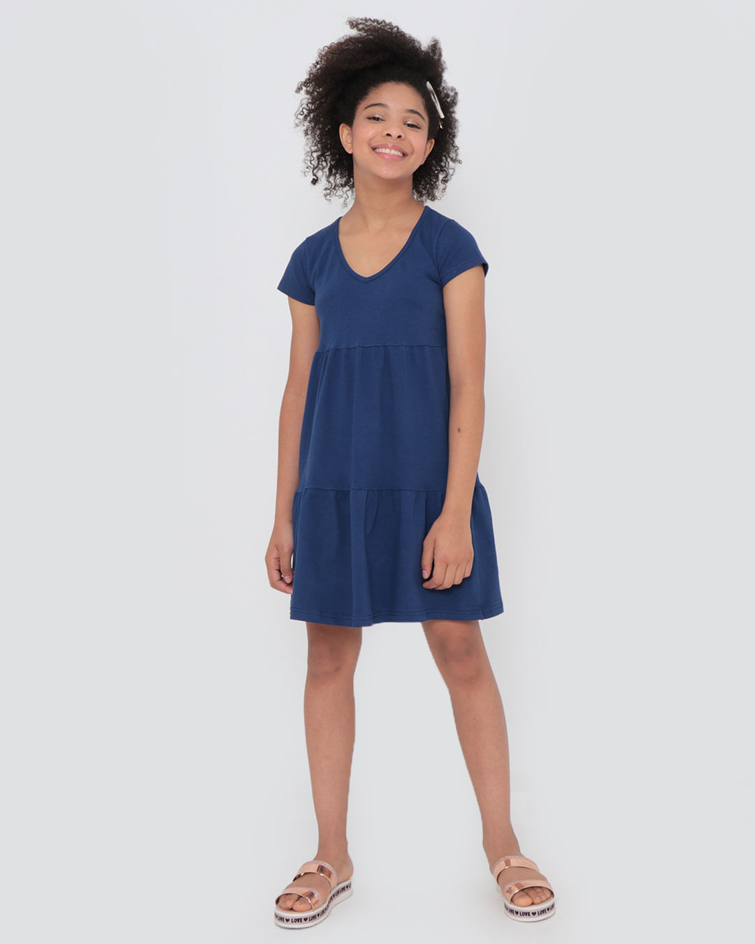 Vestido Juvenil Três Marias Azul Marinho