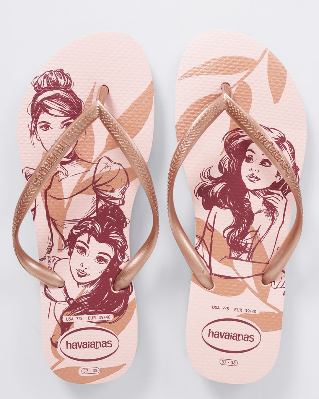Chinelo Feminino Havaianas Slim Princesas Disney Rosa