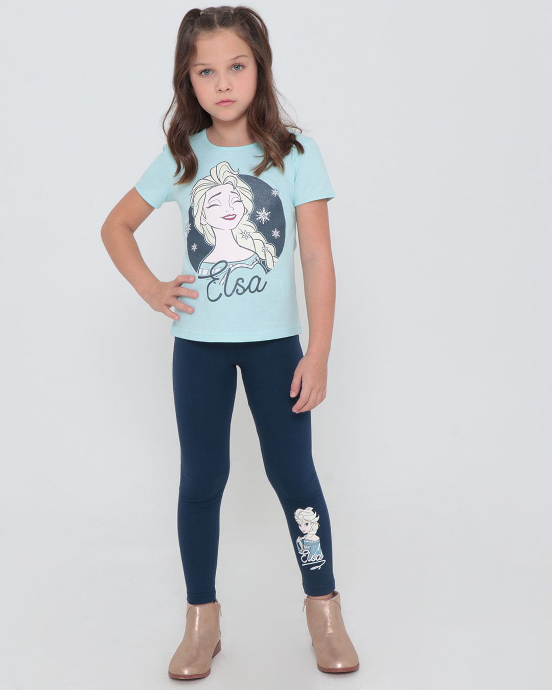 Blusa Infantil Elsa Frozen Disney Azul Claro