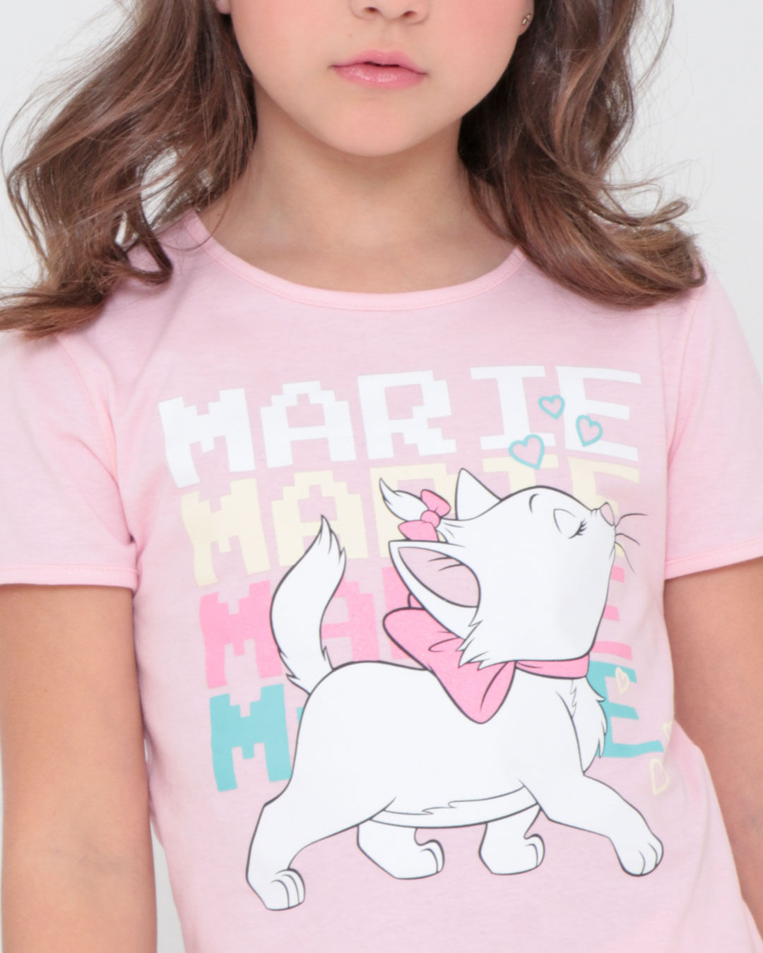 Blusa Infantil Disney Gata Marie Menina - Rosa Claro