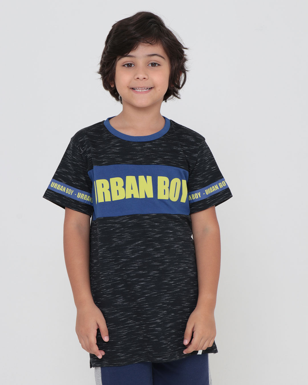 Camiseta Infantil Estampa Urban Mescla Preta