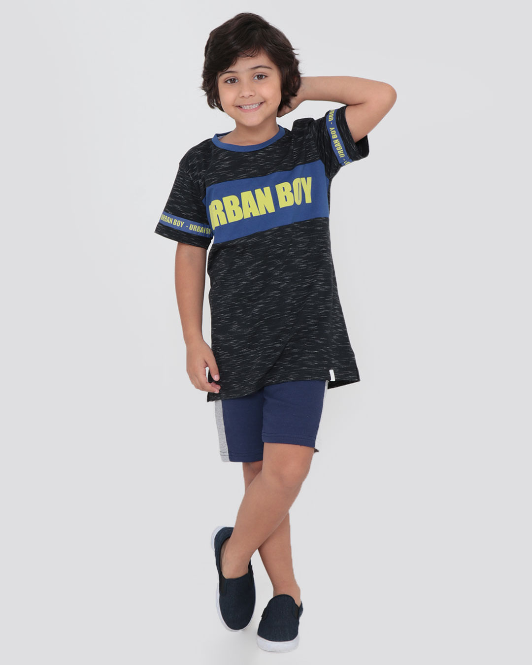 Camiseta Infantil Estampa Urban Mescla Preta