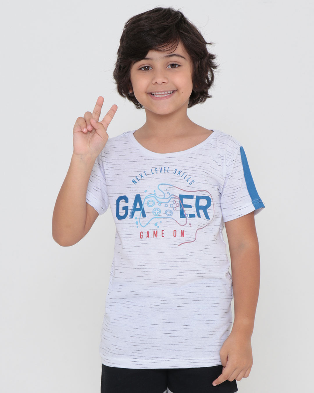 Camiseta Infantil Estampa Gamer Flamê Branca
