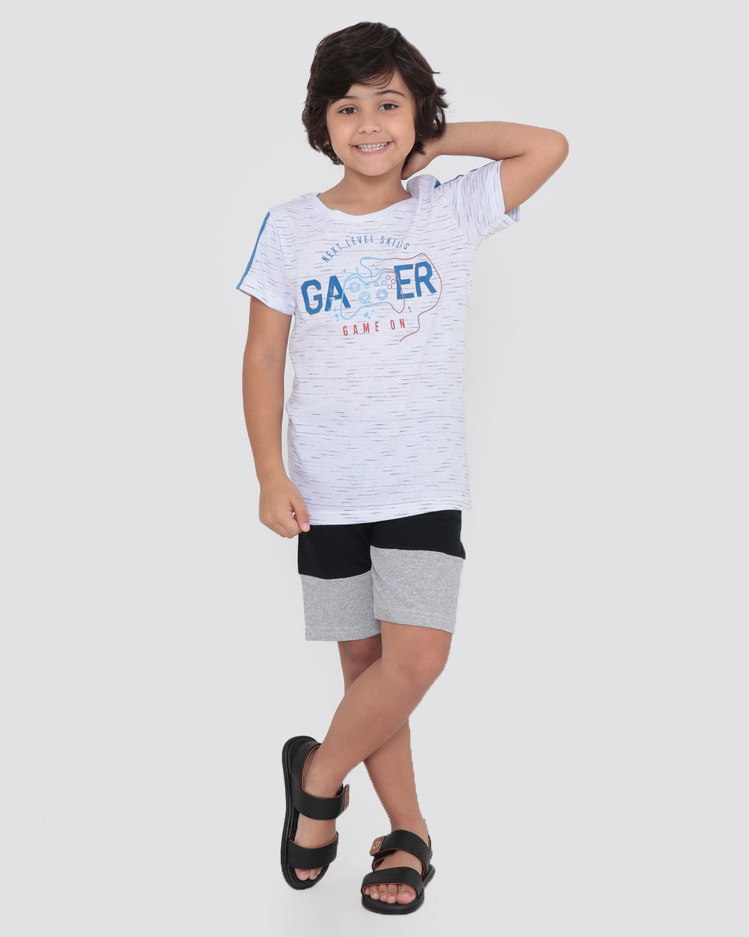 Camiseta Infantil Estampa Gamer Flamê Branca