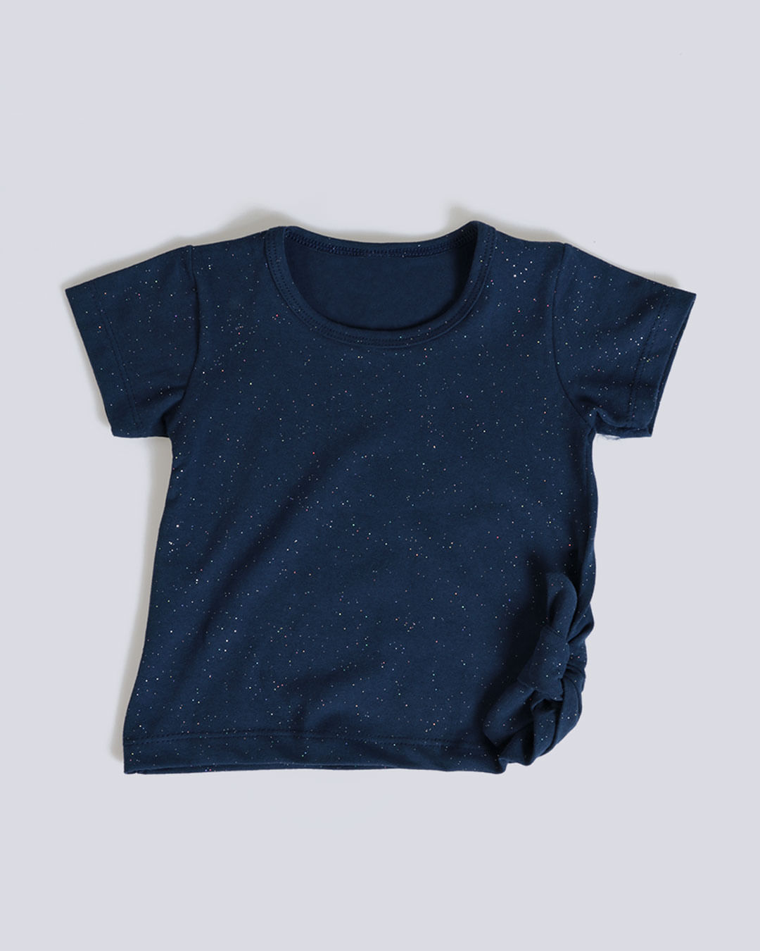 Blusa Bebê Nózinho Manga Curta Glitter Azul Marinho