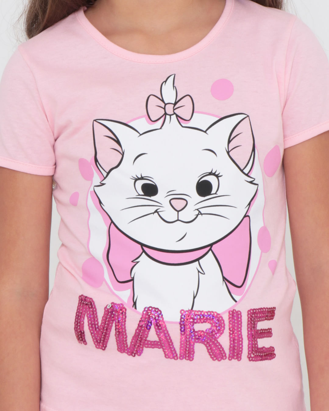 Blusa Infantil Disney Gata Marie Menina - Rosa Claro