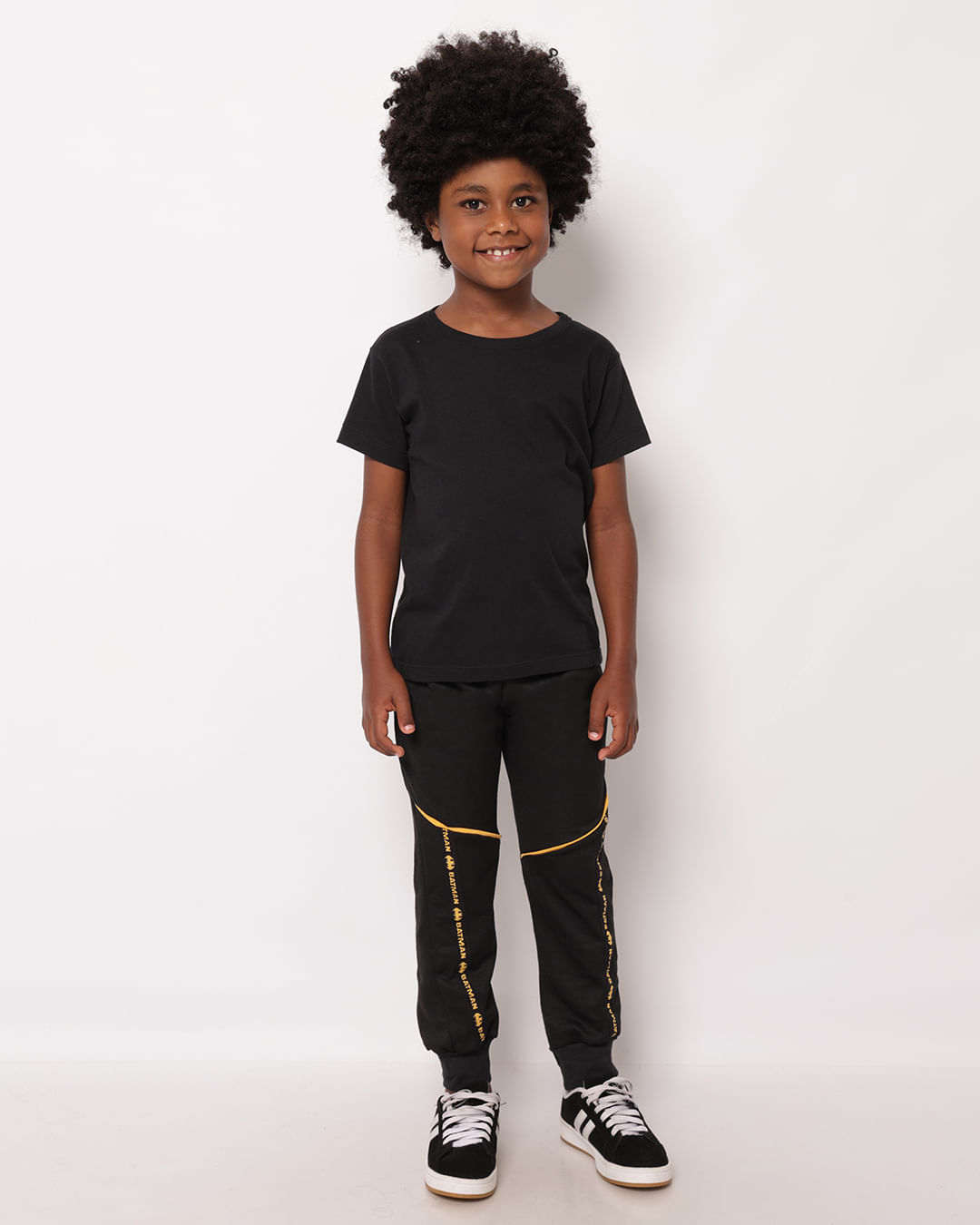 Calça Infantil Moletinho Jogger DC Comics Batman com Listras Preta
