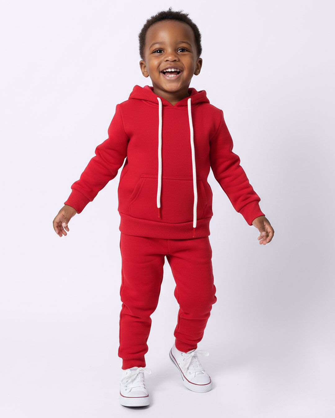 Blusão Moletom Bebê Bolso Canguru Com Capuz Vermelho