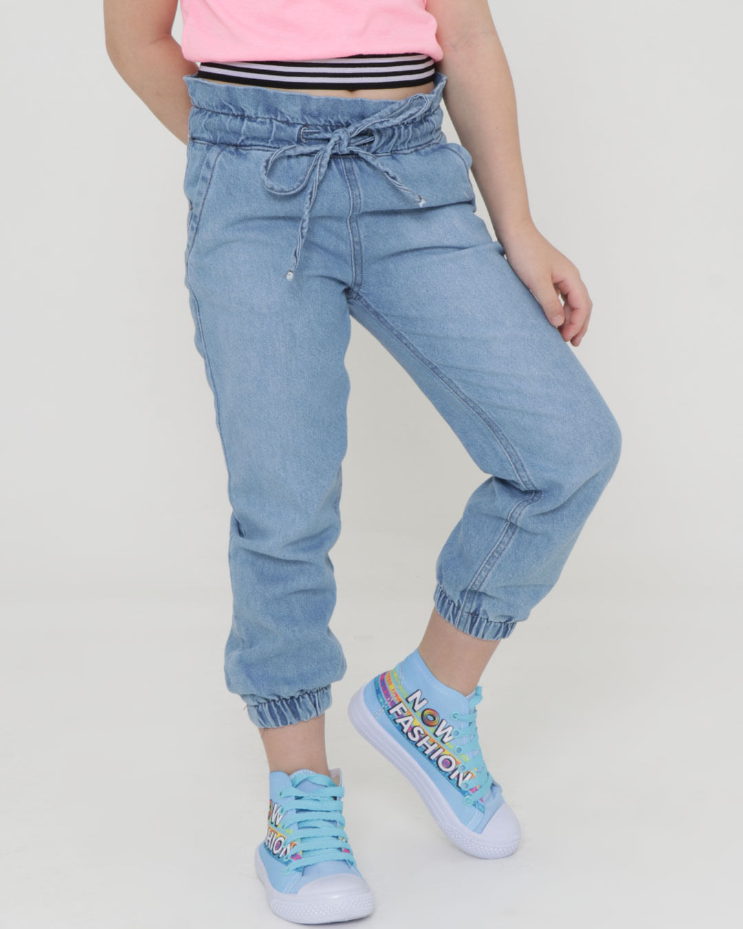 Calça Jeans Infantil Jogger Azul Claro