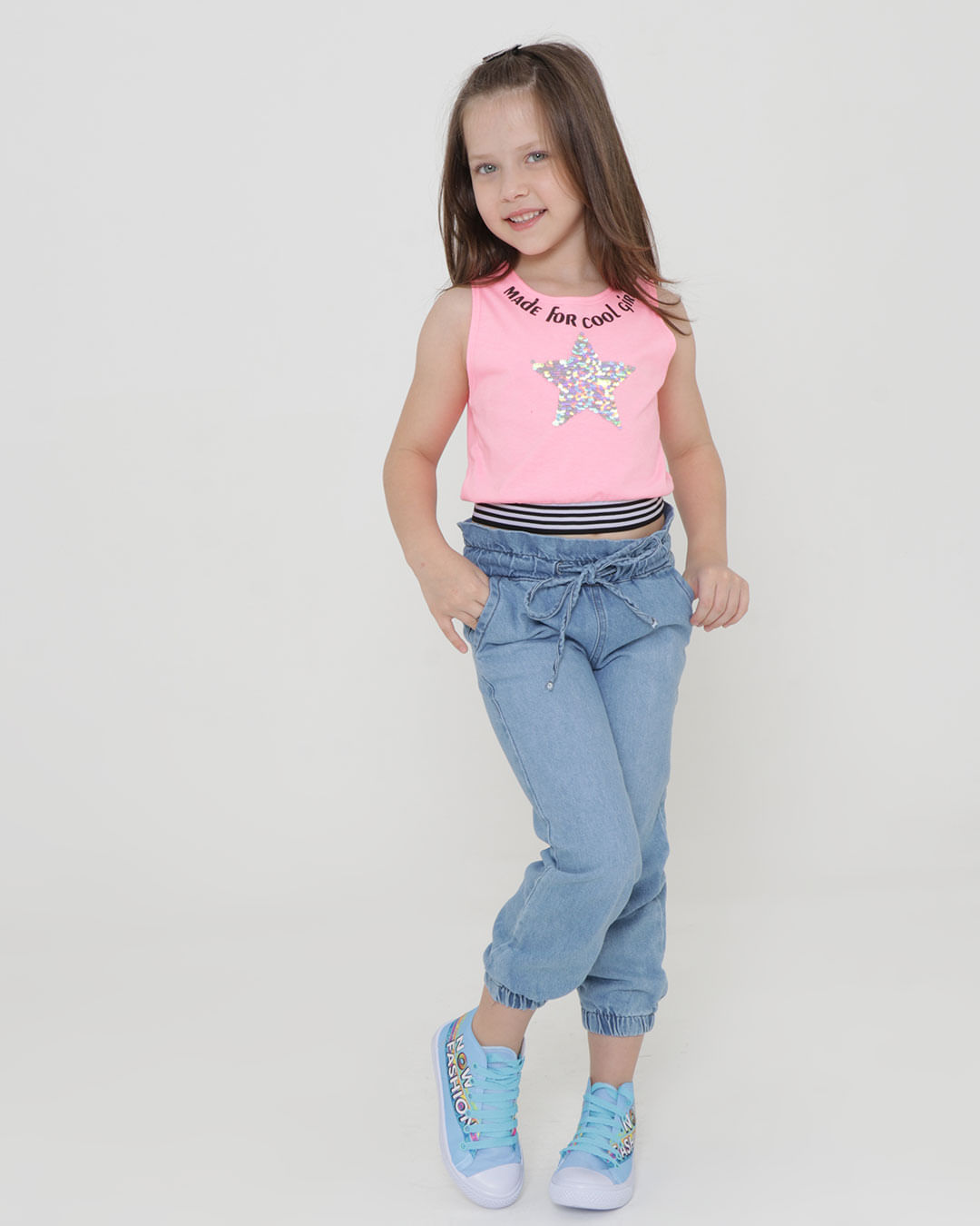 Calça Jeans Infantil Jogger Azul Claro