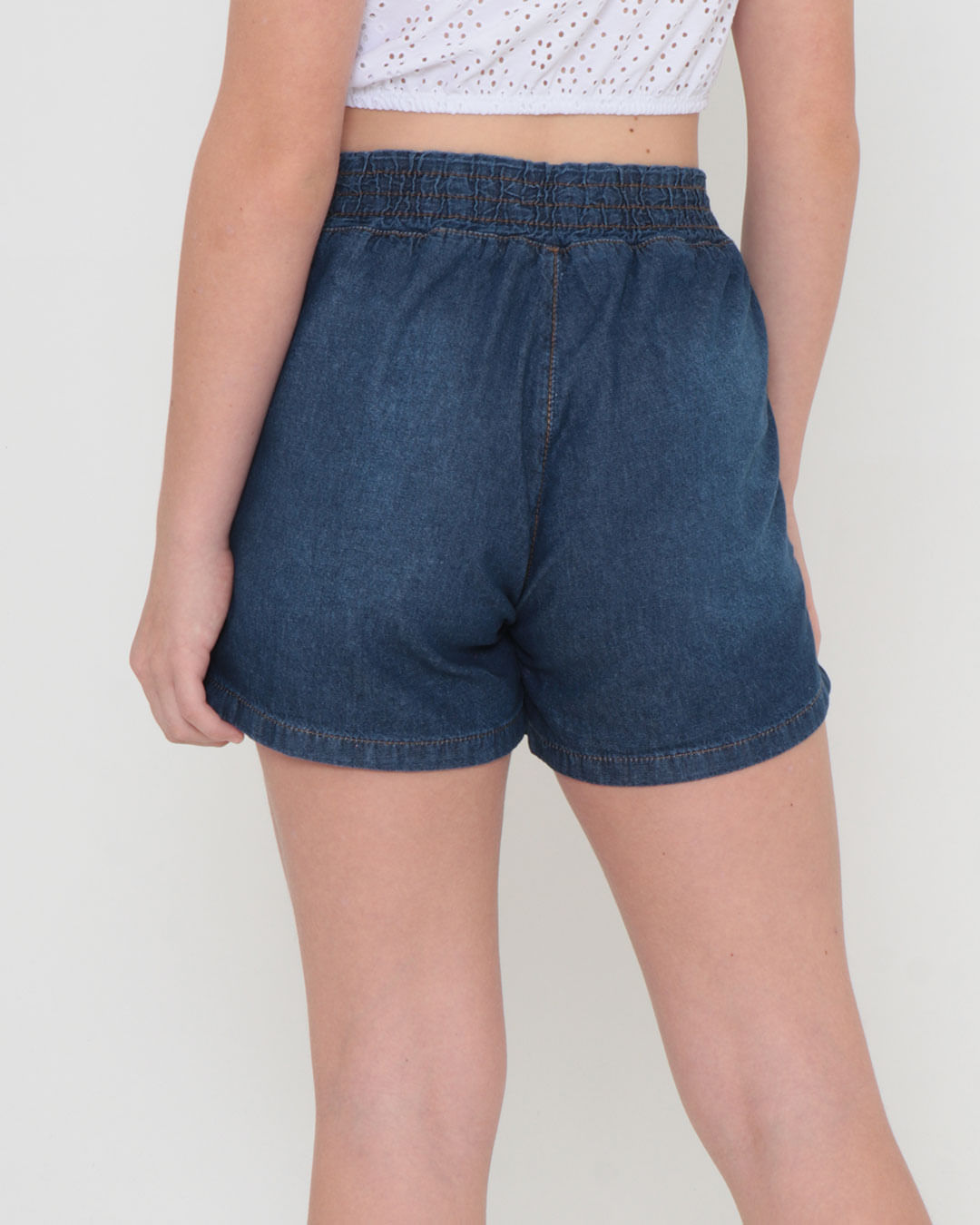 Short Jeans Juvenil Com Amarração Azul