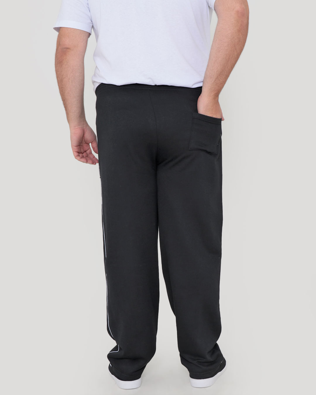 Calça Moletom Masculina Plus Size Básica Friso Preta