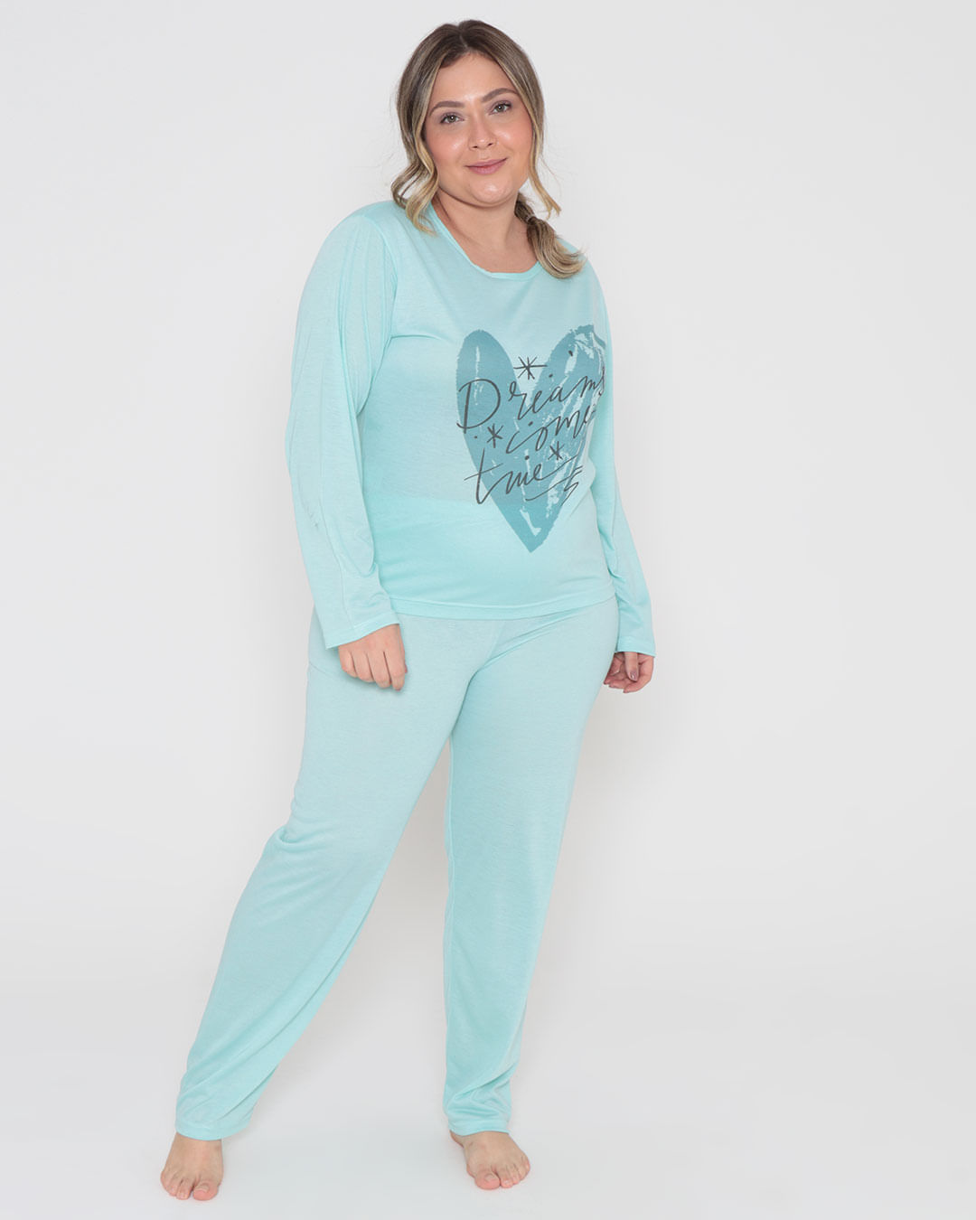 Pijama Feminino Longo Estampa Dreams Verde