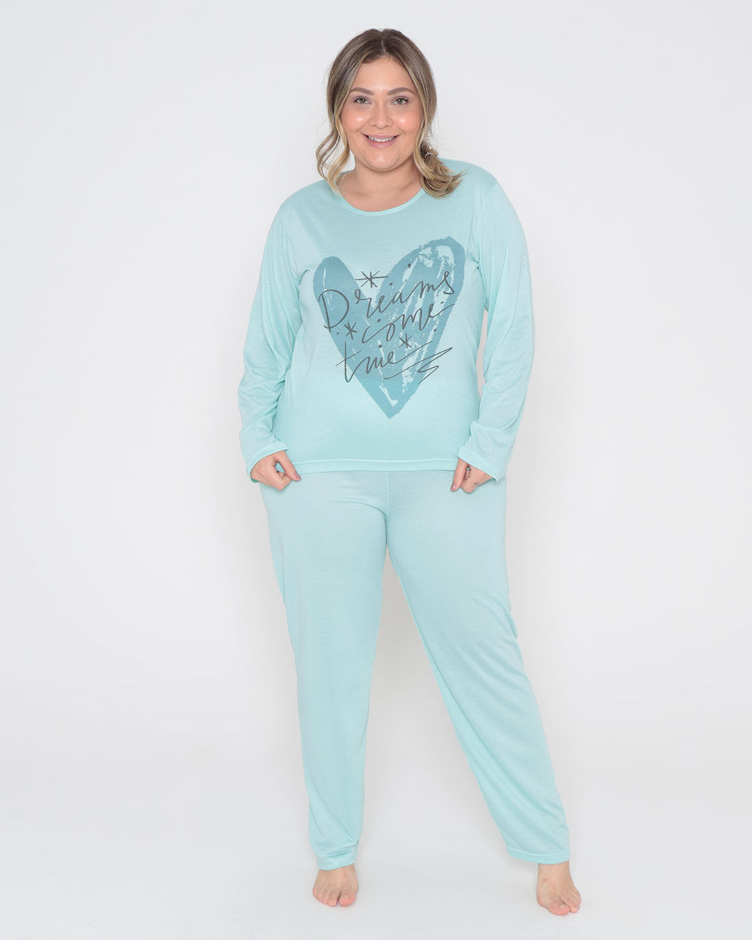 Pijama Feminino Longo Estampa Dreams Verde