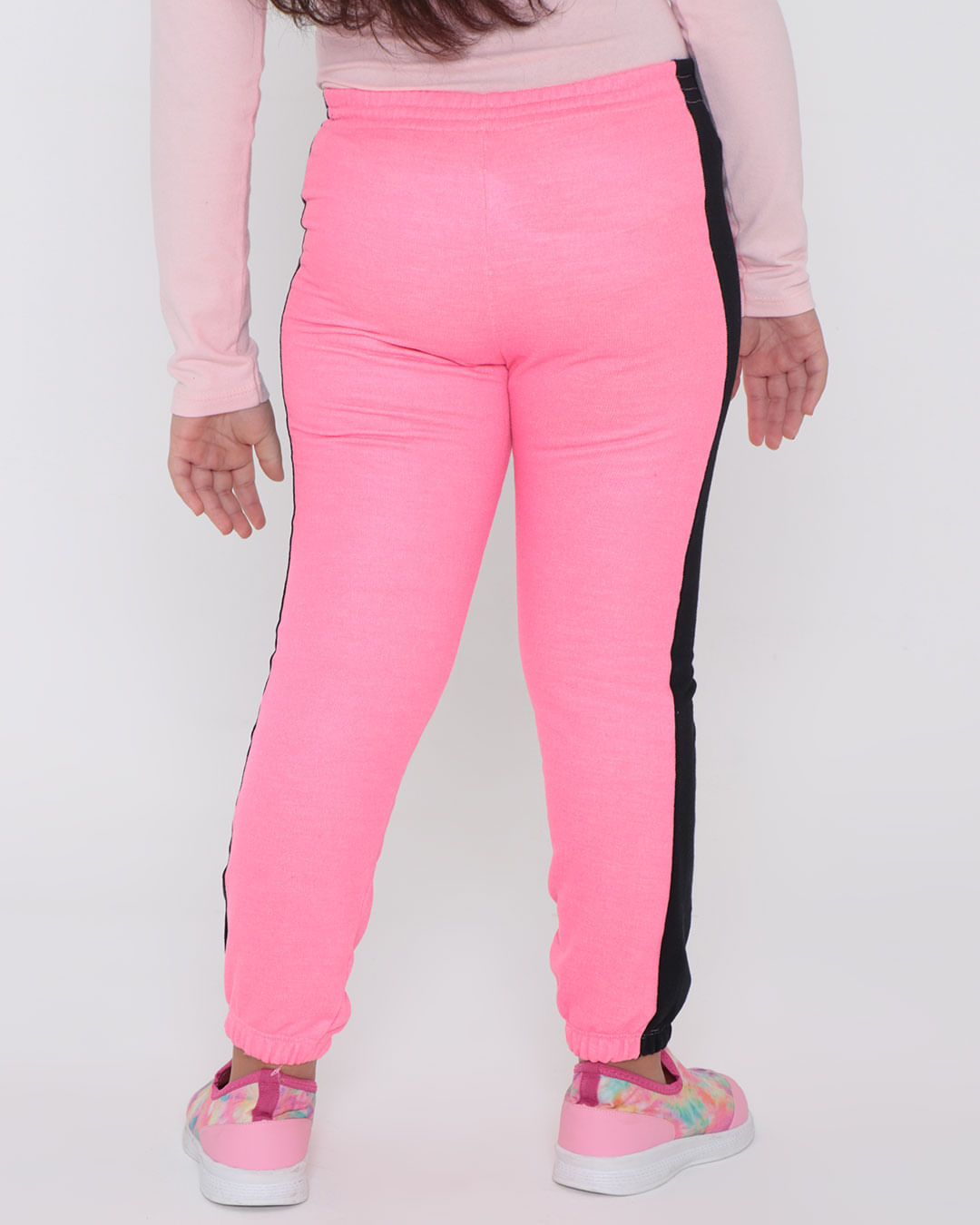 Calça Moletom Infantil Jogger Rosa Neon