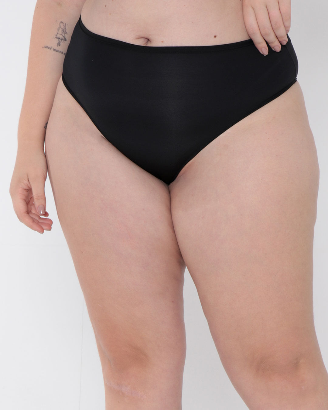 Kit 2 Calcinhas Plus Size Cintura Alta Cavada Preta