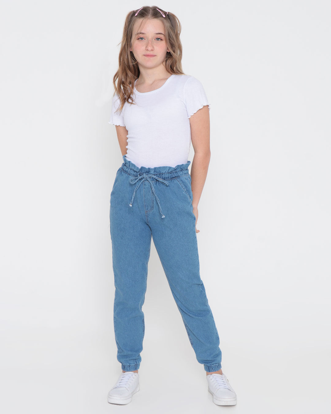 Calça Jeans Juvenil Jogger Azul Claro