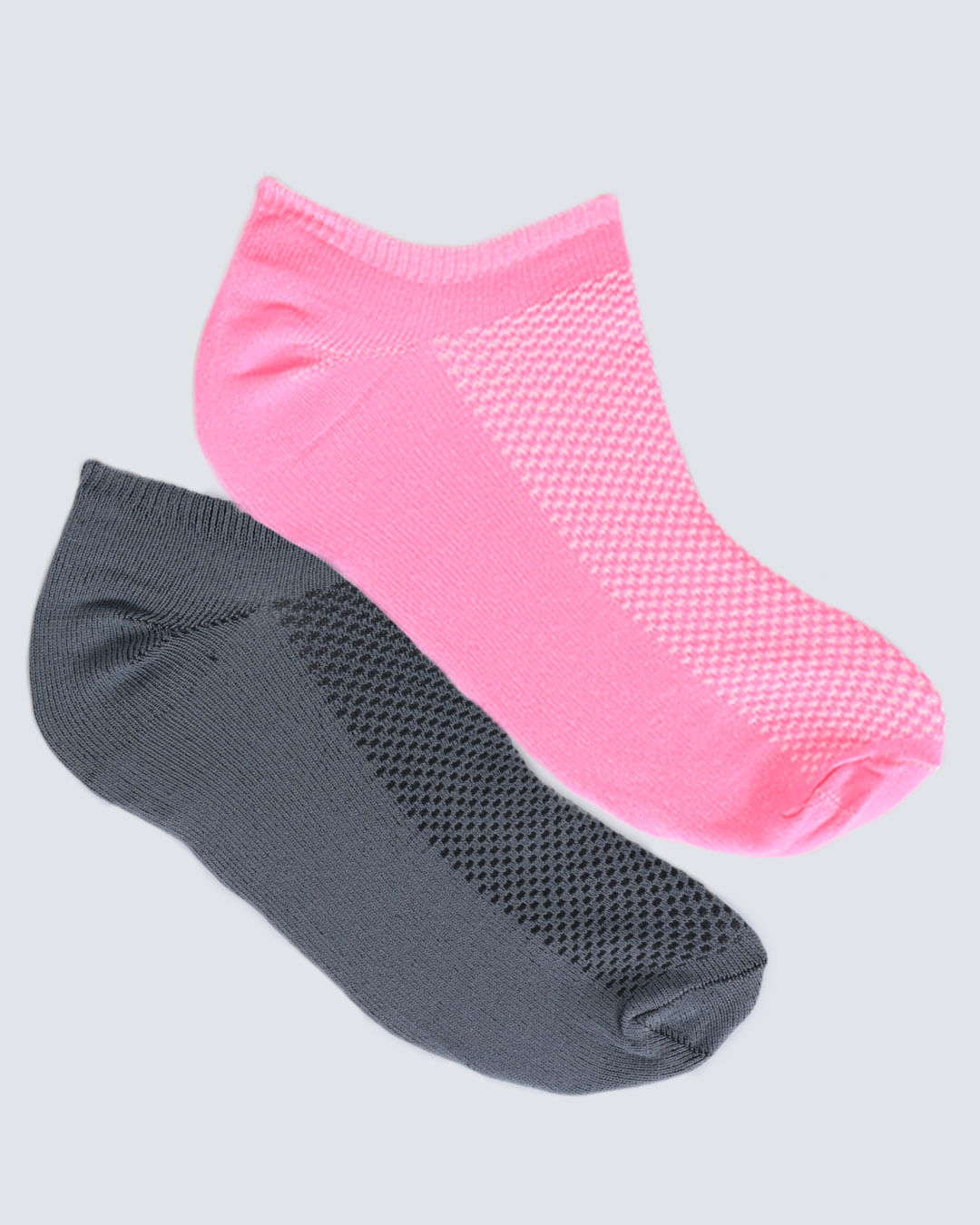 Kit Meia Feminina Invisível 2 Pares Fitter Rosa Neon E Cinza