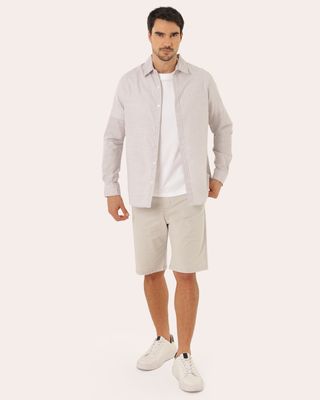 Bermuda Sarja Masculina Vizzy Reta Chino Off White - foto 1