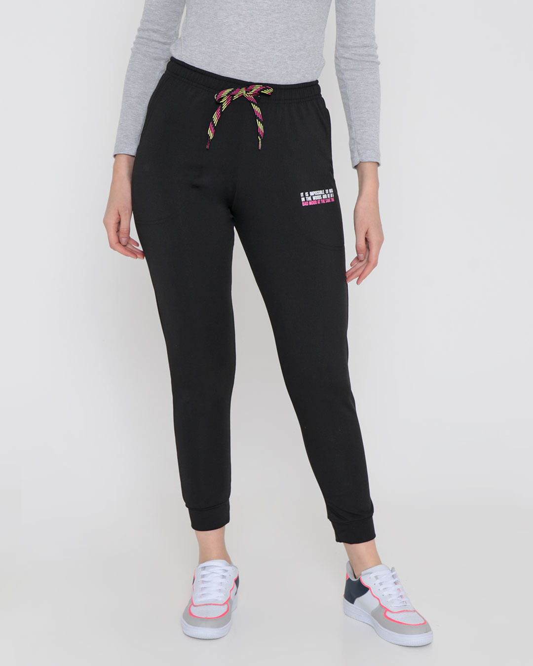 Calça Feminina Jogger Estampada Preta