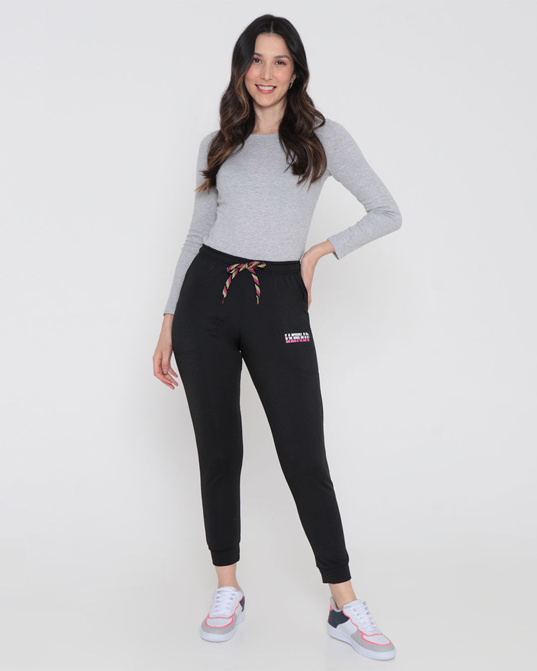 Calça Feminina Jogger Estampada Preta