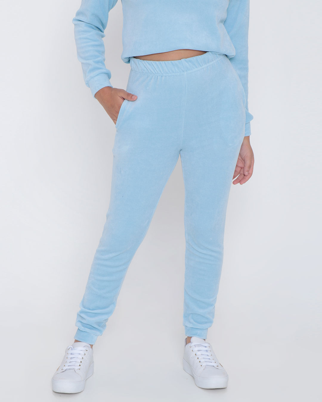 Calça Juvenil Jogger Plush Azul Claro