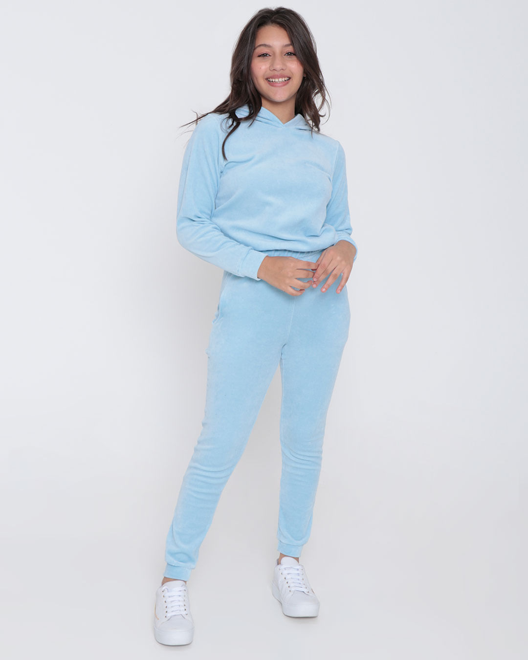 Calça Juvenil Jogger Plush Azul Claro