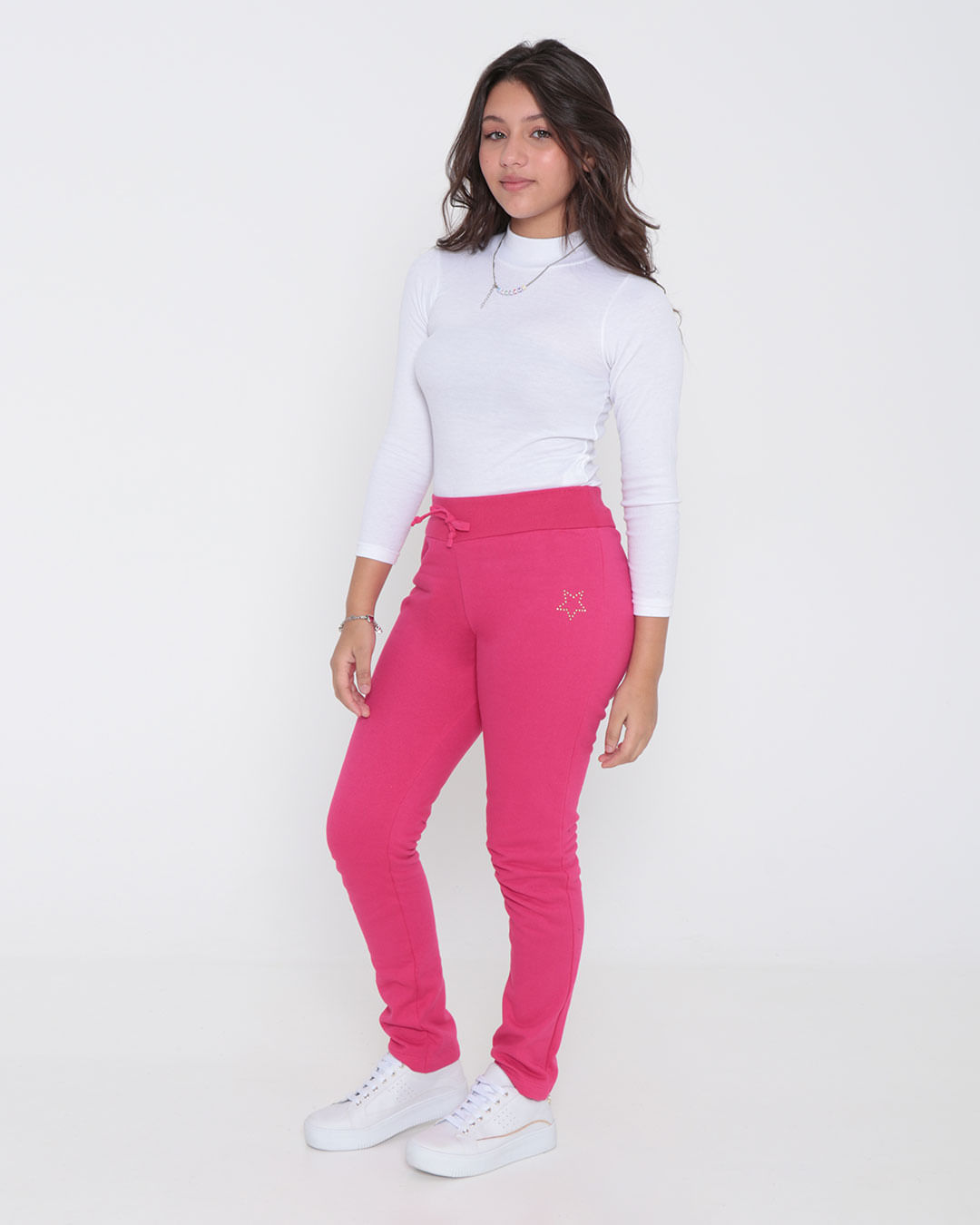 Calça Moletom Juvenil Rosa