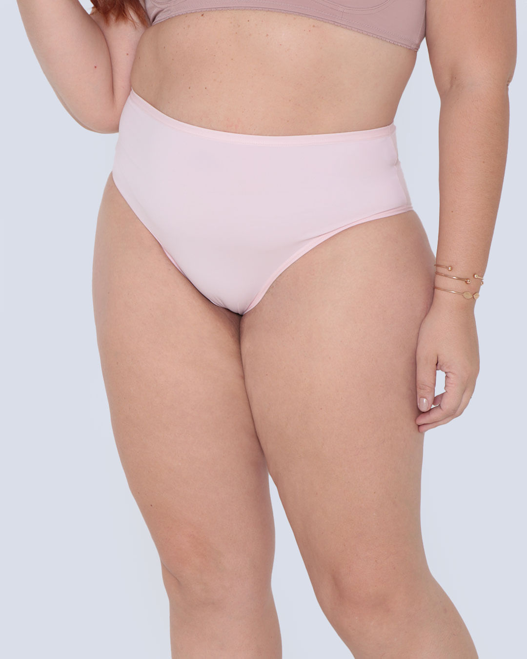 Kit 2 Calcinhas Plus Size Cintura Alta Cavada Rosa