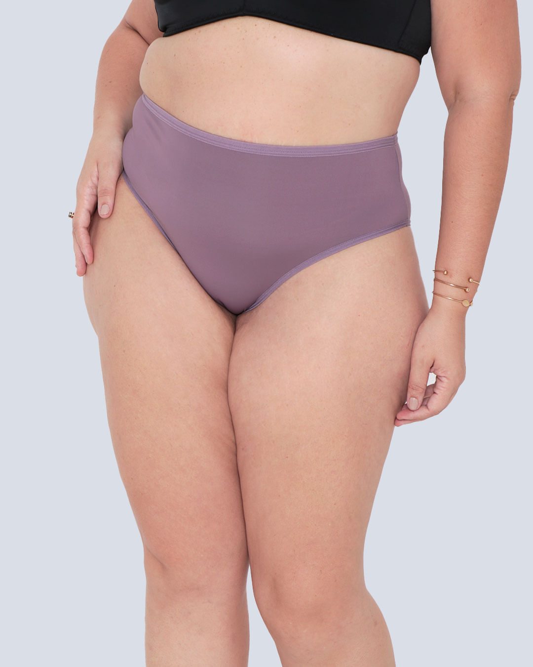 Kit 2 Calcinhas Plus Size Cintura Alta Cavada Roxa