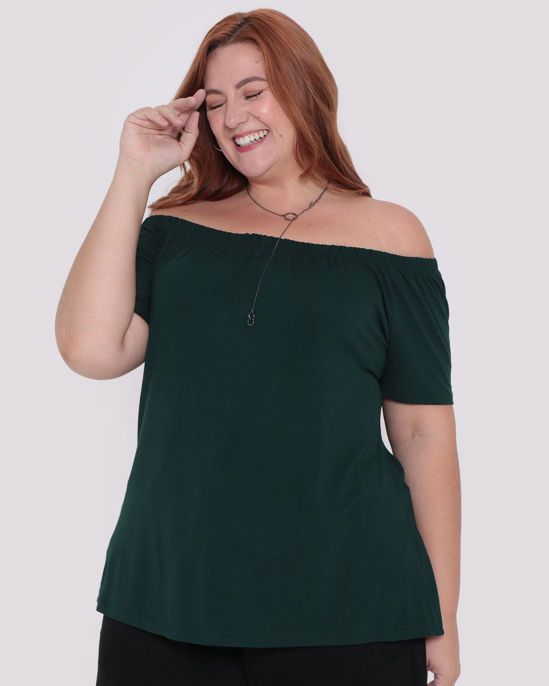 Blusa Feminina Plus Size Ciganinha Verde Escuro