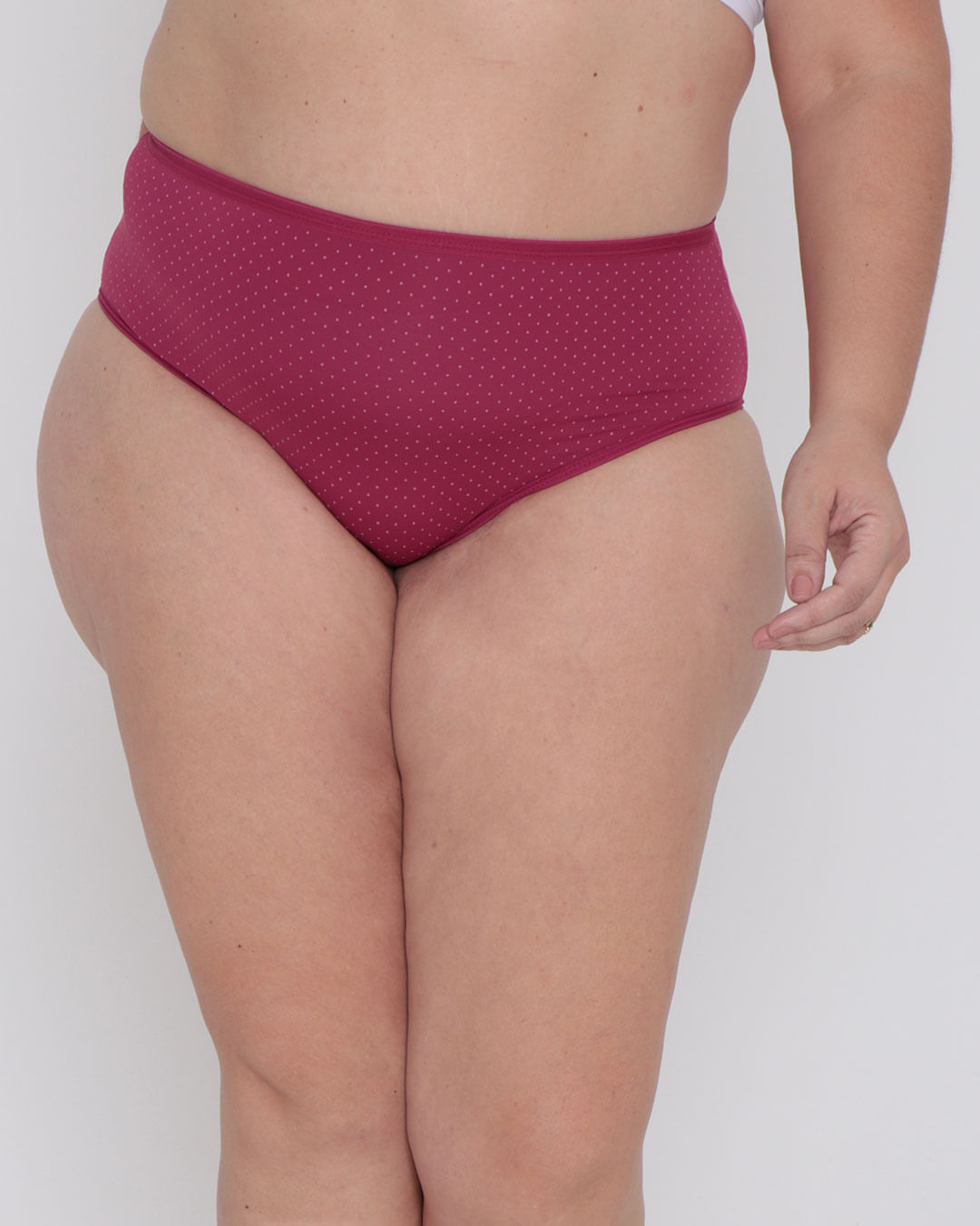 Kit 2 Calcinhas Plus Size Cintura Alta Cavada Poá Rosa