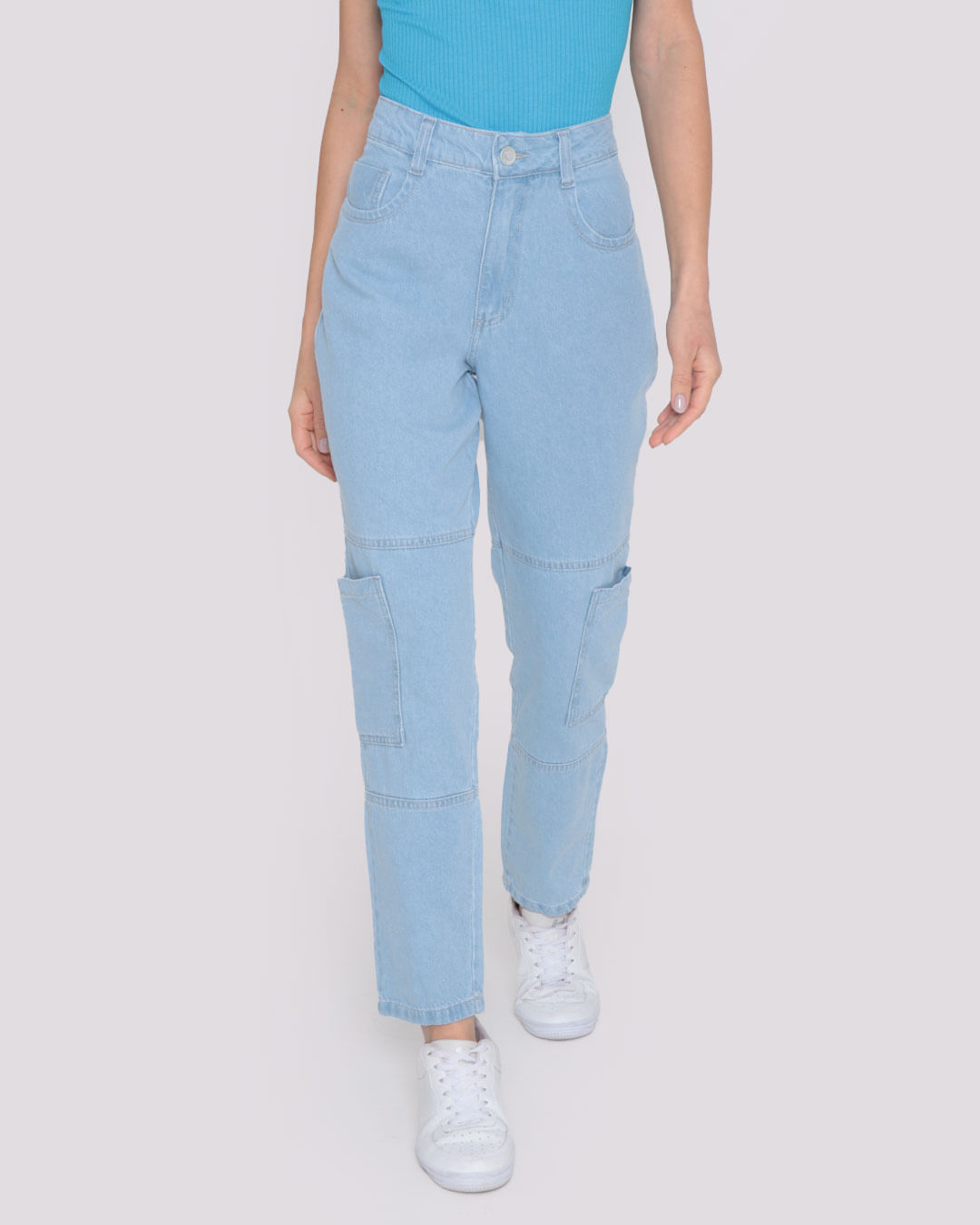 Calça Jeans Feminina Biotipo Cargo Azul Claro