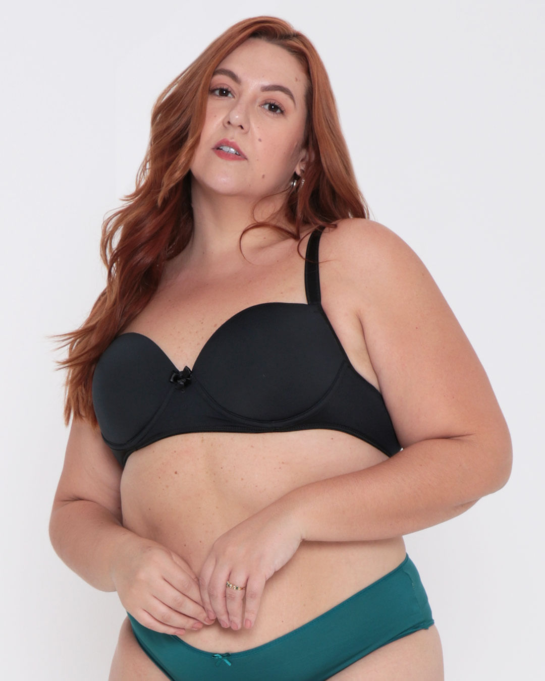 Sutiã Feminino Plus SIze Base Com Bojo Liso Preto