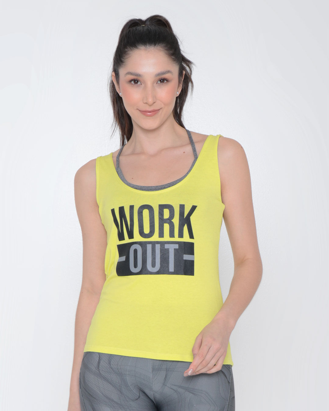 Regata Fitness Feminina Com Top Estampada Neon Verde