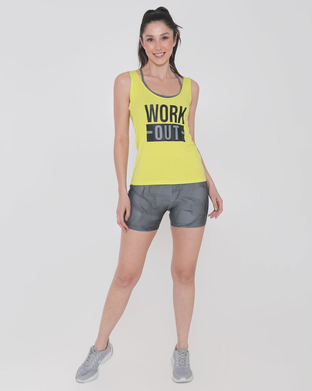 Regata Fitness Feminina Com Top Estampada Neon Verde