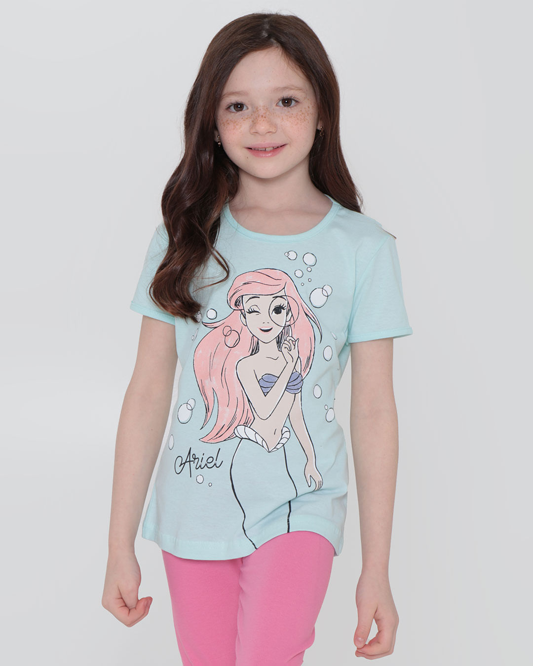 Blusa Infantil Disney Ariel Verde Claro