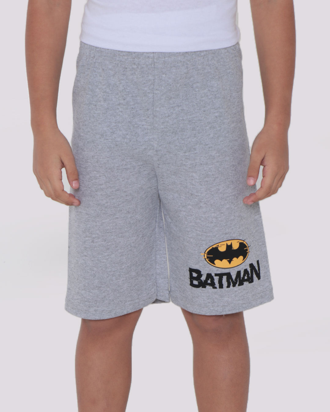 Bermuda Moletinho Infantil Liga da Justiça Batman Cinza