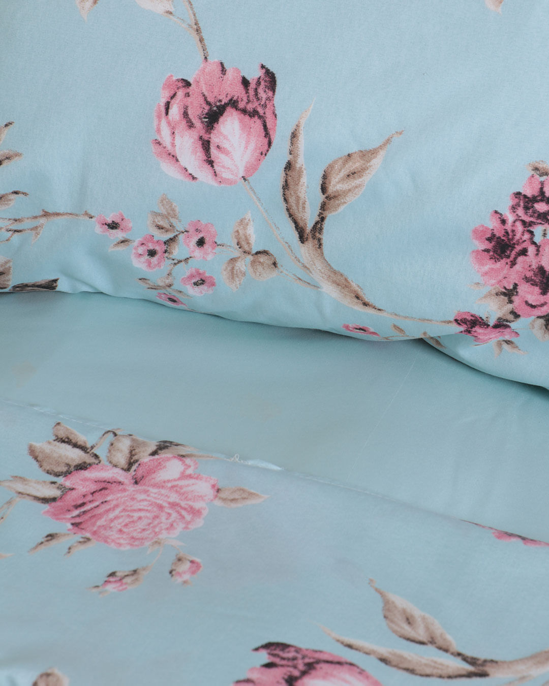 Jogo de Cama Queen Microfibra 150 fios Floral Camesa Azul