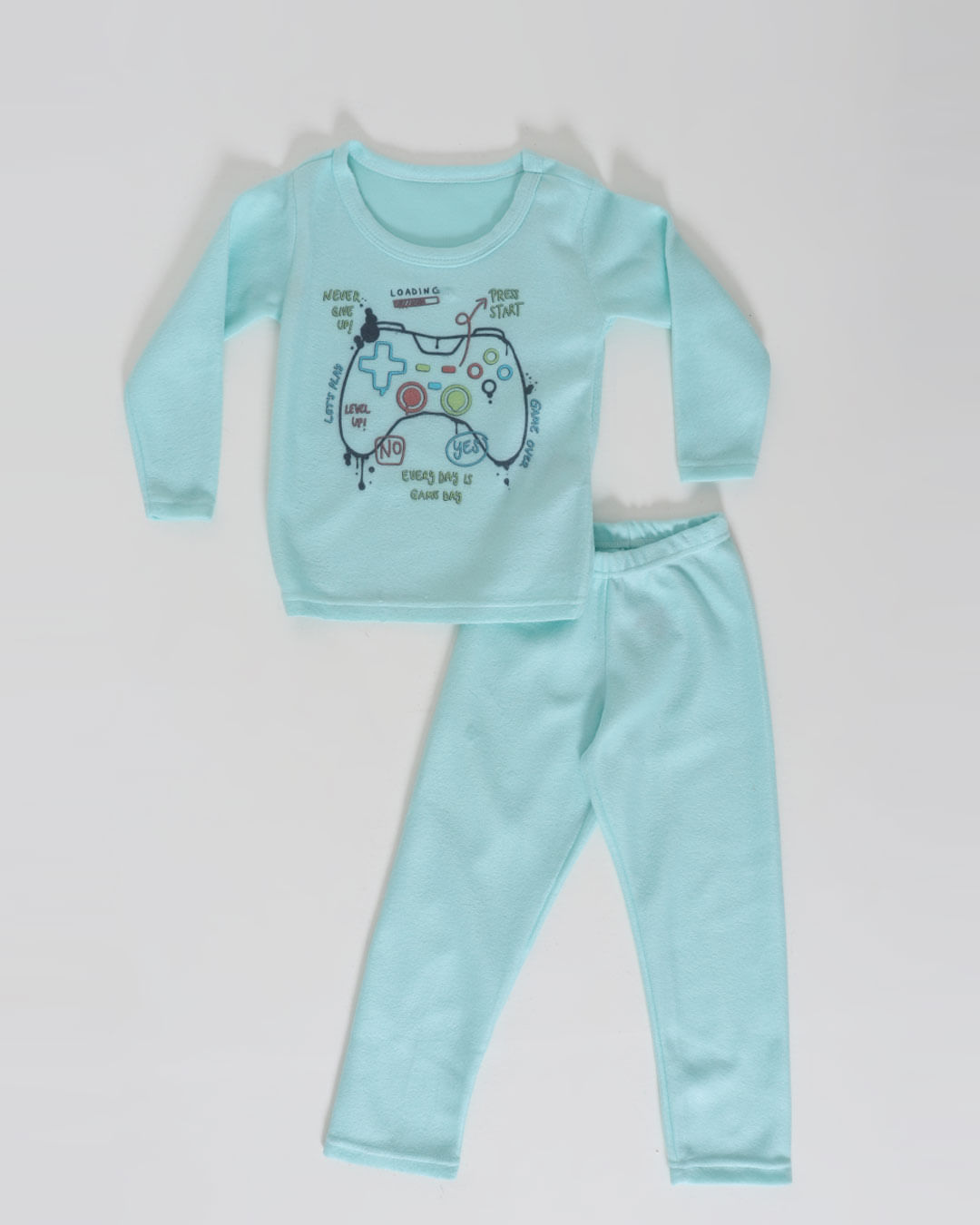 Pijama Infantil Soft Estampa Jogo Verde Claro