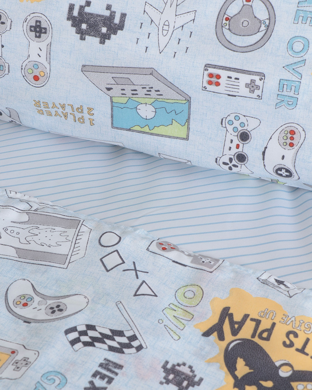 Jogo De Cama Infantil Soft Andreza Kids Gaming Azul Claro