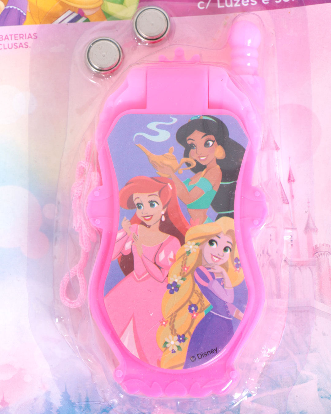 Celular Brinquedo Flip Princesa Disney Rosa Azul