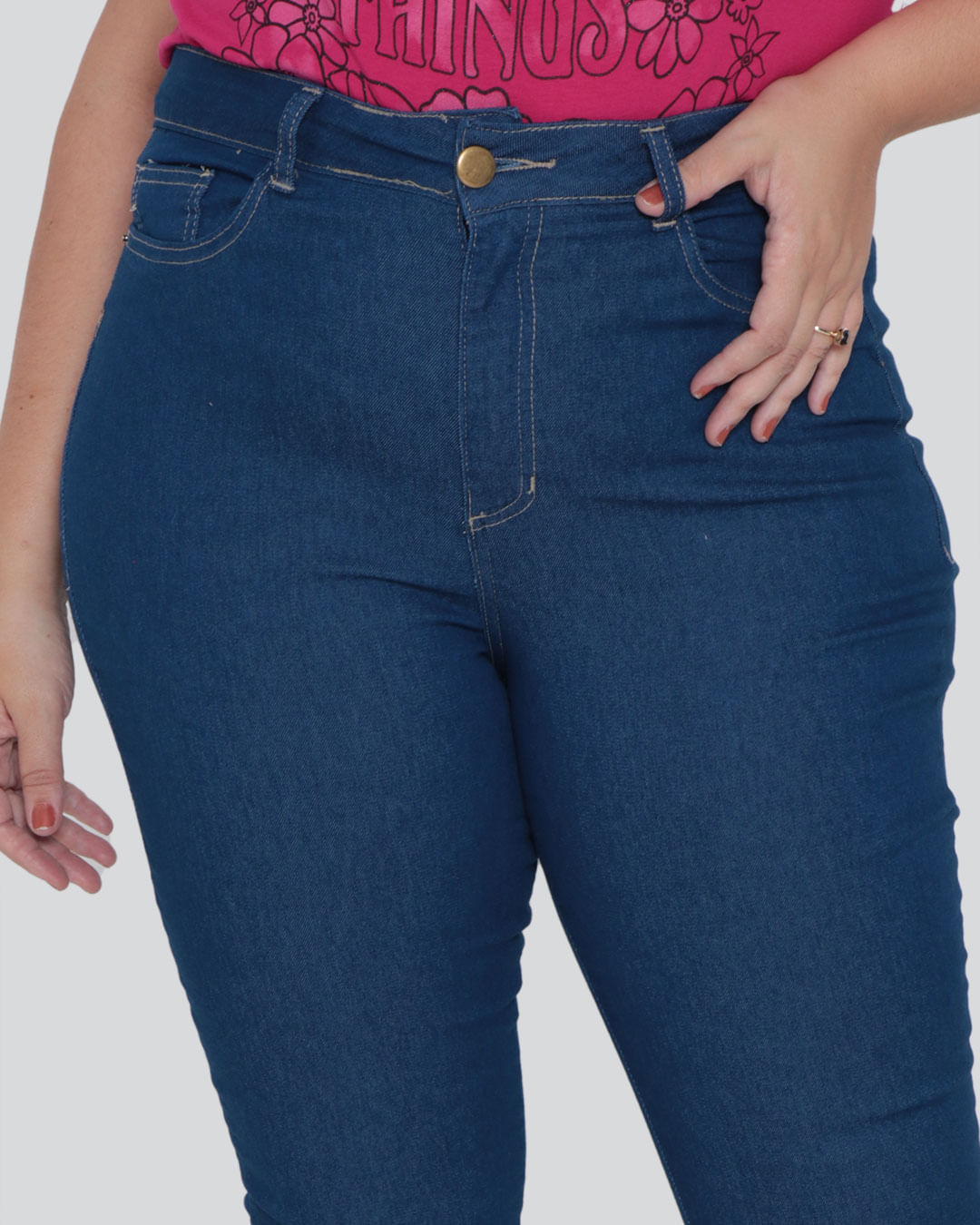 Calça Jeans Plus Size Feminina Empina Bumbum Skinny Azul