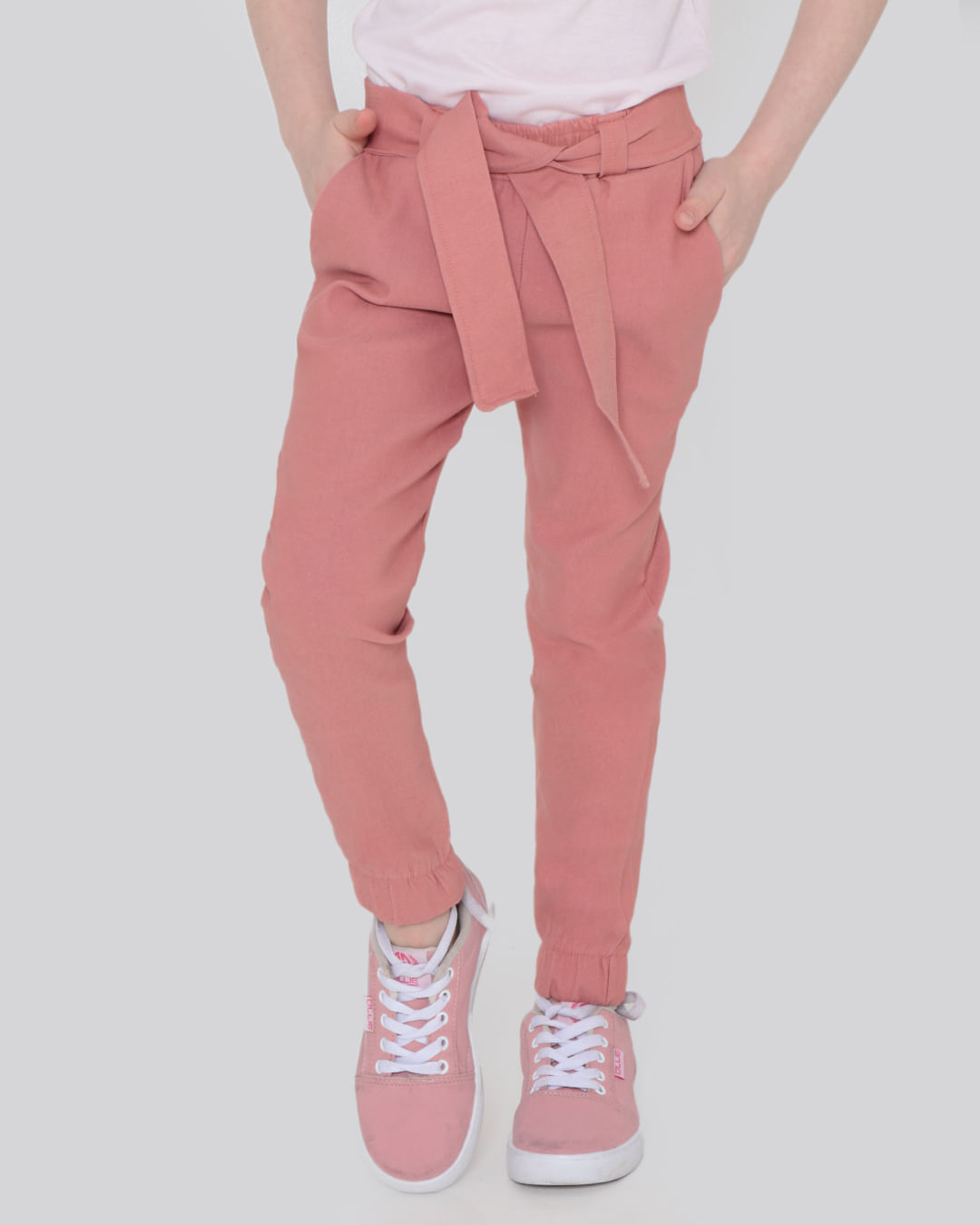 Calça Moletom Infantil Jogger Rosa Claro