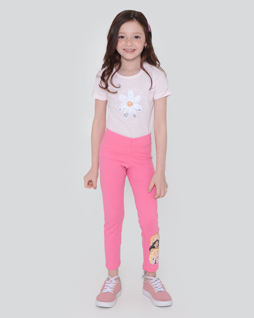 Calça Legging Infantil Disney Princesas Rosa