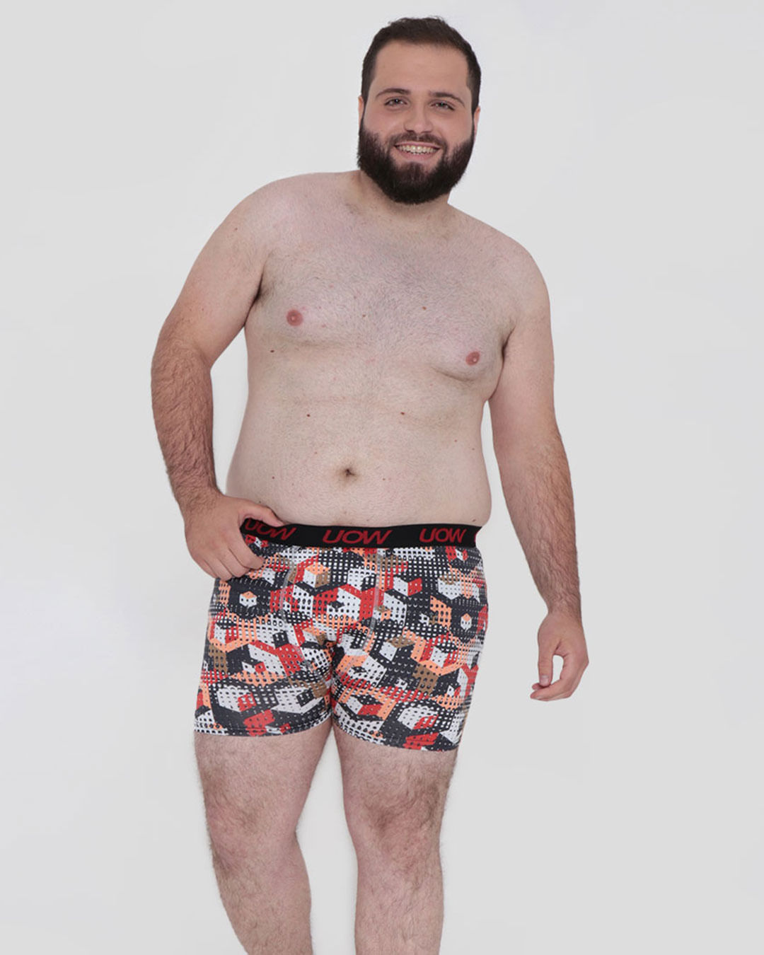 Cueca Plus Size Boxer Microfibra Estampada Vinho