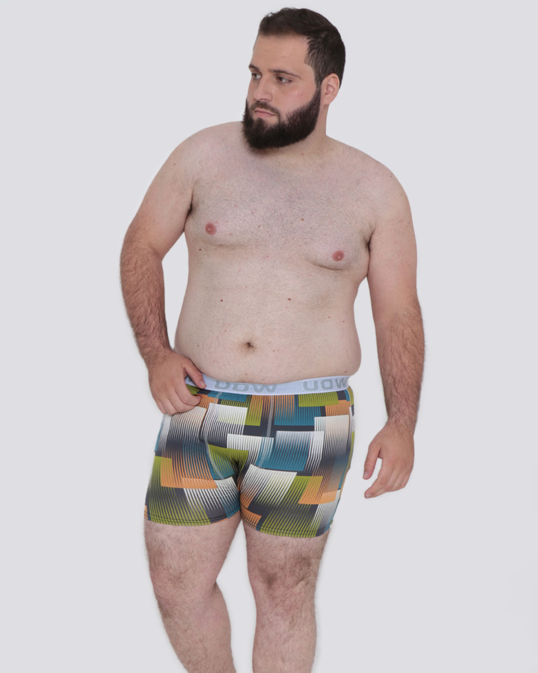 Cueca Plus Size Boxer Microfibra Geométrico Preta